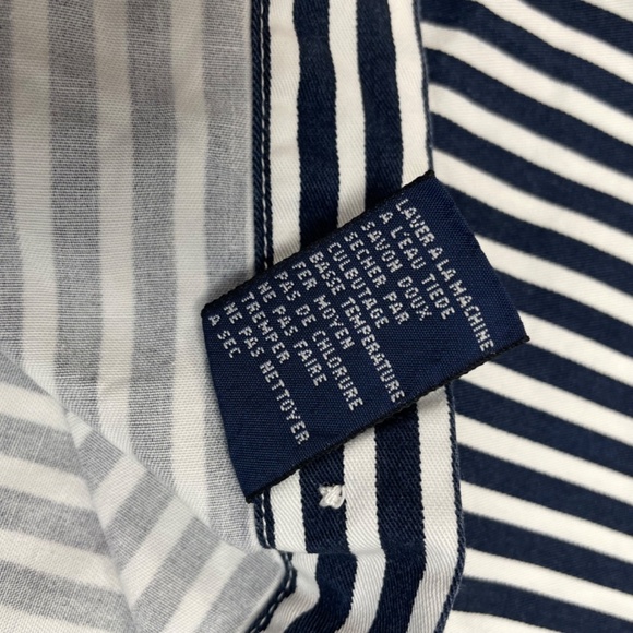 Tommy Hilfiger Short Sleeve Button Down Shirt Navy White Stripe Men L VINTAGE - Picture 2 of 15